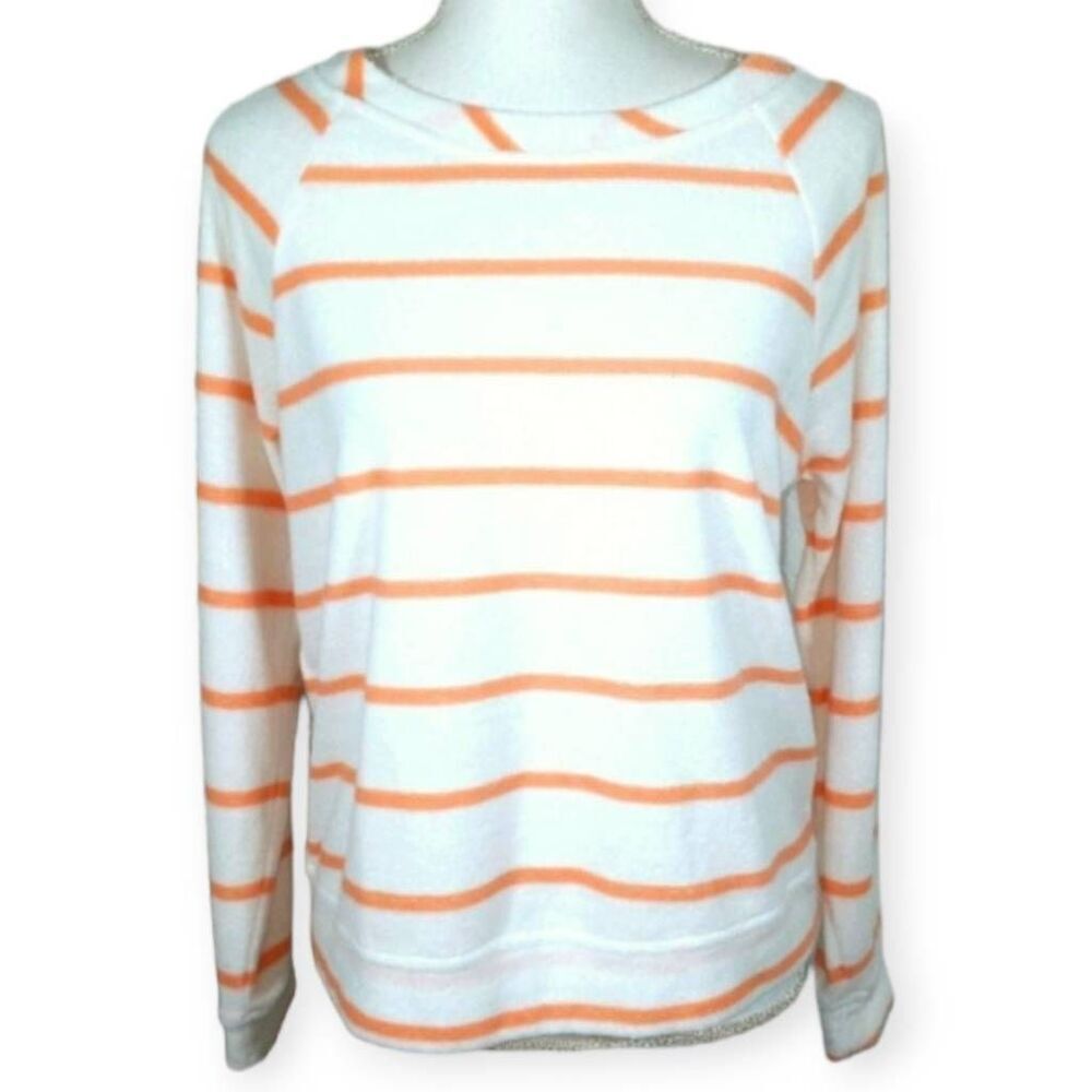 PINK ROSE PEACH & WHITE STRIPE PULLOVER SZ.M EUC.